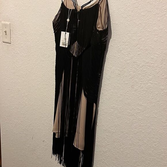 HH
Evening Collection Tassel Dress - NEW NWT - Black Fringe - Tan Slip Dress - Picture 5 of 6
